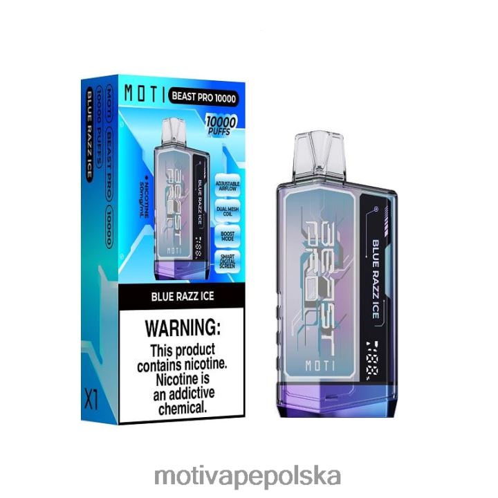 MOTI Vape Kit Polska - MOTI Beast Pro Waporyzator jednorazowy (5%, 10000 zaciągnięć) 6V86640 niebieski razz lód