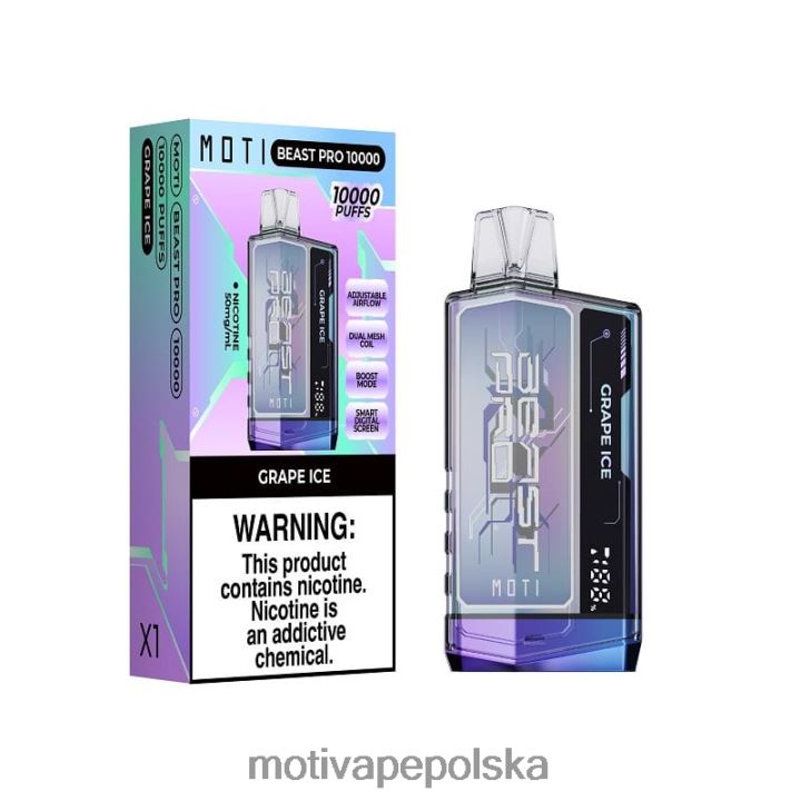 MOTI Vape Pods Polska - MOTI Beast Pro Waporyzator jednorazowy (5%, 10000 zaciągnięć) 6V86645 lód winogronowy