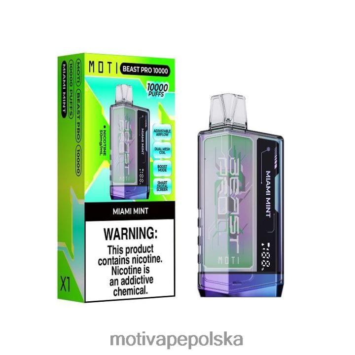 MOTI Vape Recargable Polska - MOTI Beast Pro Waporyzator jednorazowy (5%, 10000 zaciągnięć) 6V86648 Miętowa mięta