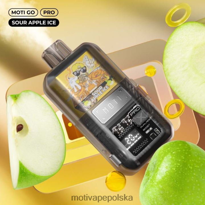 MOTI Vape Kit Polska - MOTI Go Pro Waporyzator jednorazowy (5%, 12000 zaciągnięć) 6V86620 kwaśny lód jabłkowy