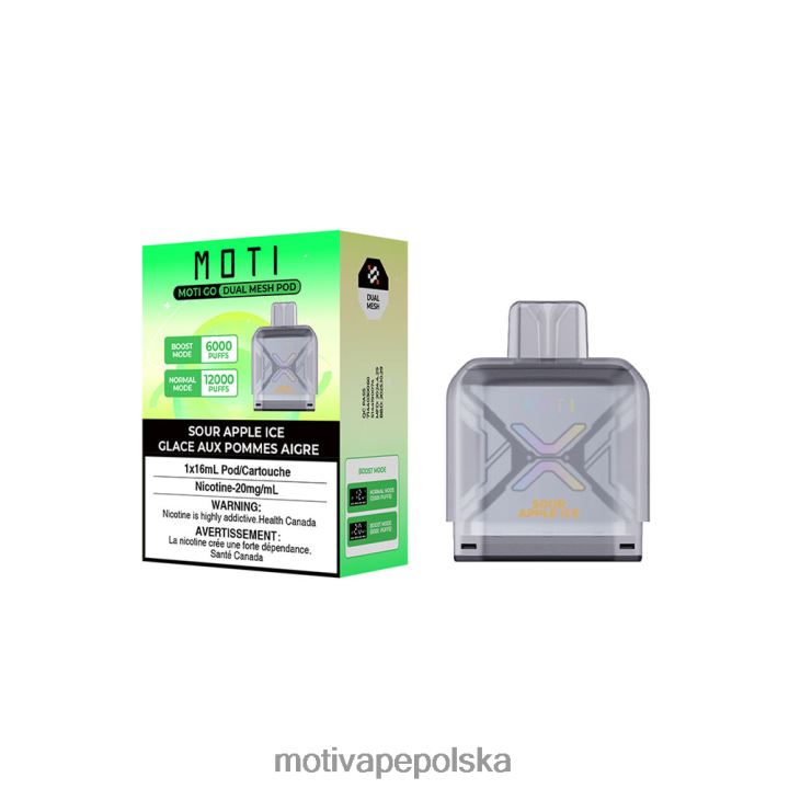 MOTI Vape Recargable Polska - MOTI Go Pro jednorazowy pojemnik 6V86688 kwaśny lód jabłkowy